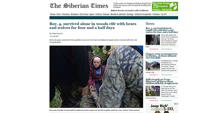 Niño de cuatro años sobrevivió cinco días solo en un bosque en Rusia